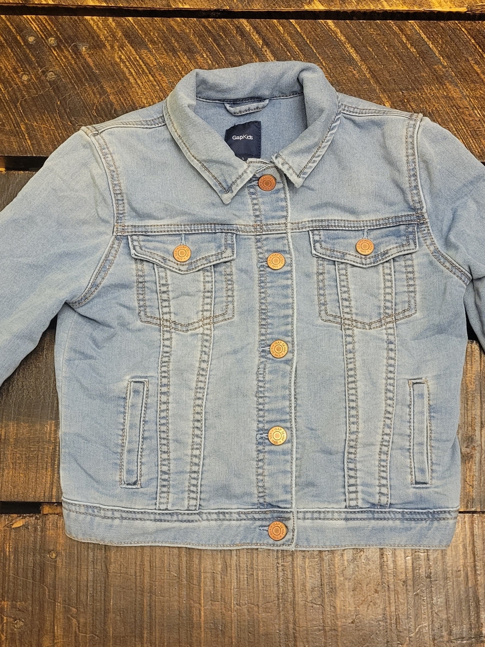 GAP Kids Girls Light Blue Denim Jacket with Contrast Buttons Size 10/12